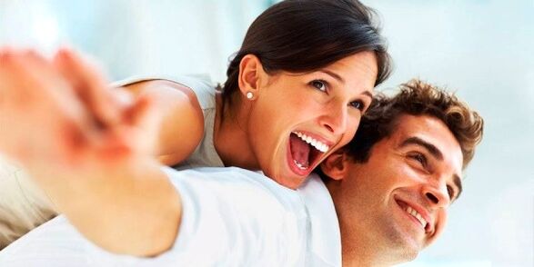 Happy woman and man with increased potential